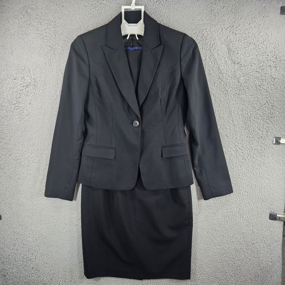 Elie Tahari Womens Black 2 Piece Blazer and Sheath Dress Skirt Suit Set Size 6
